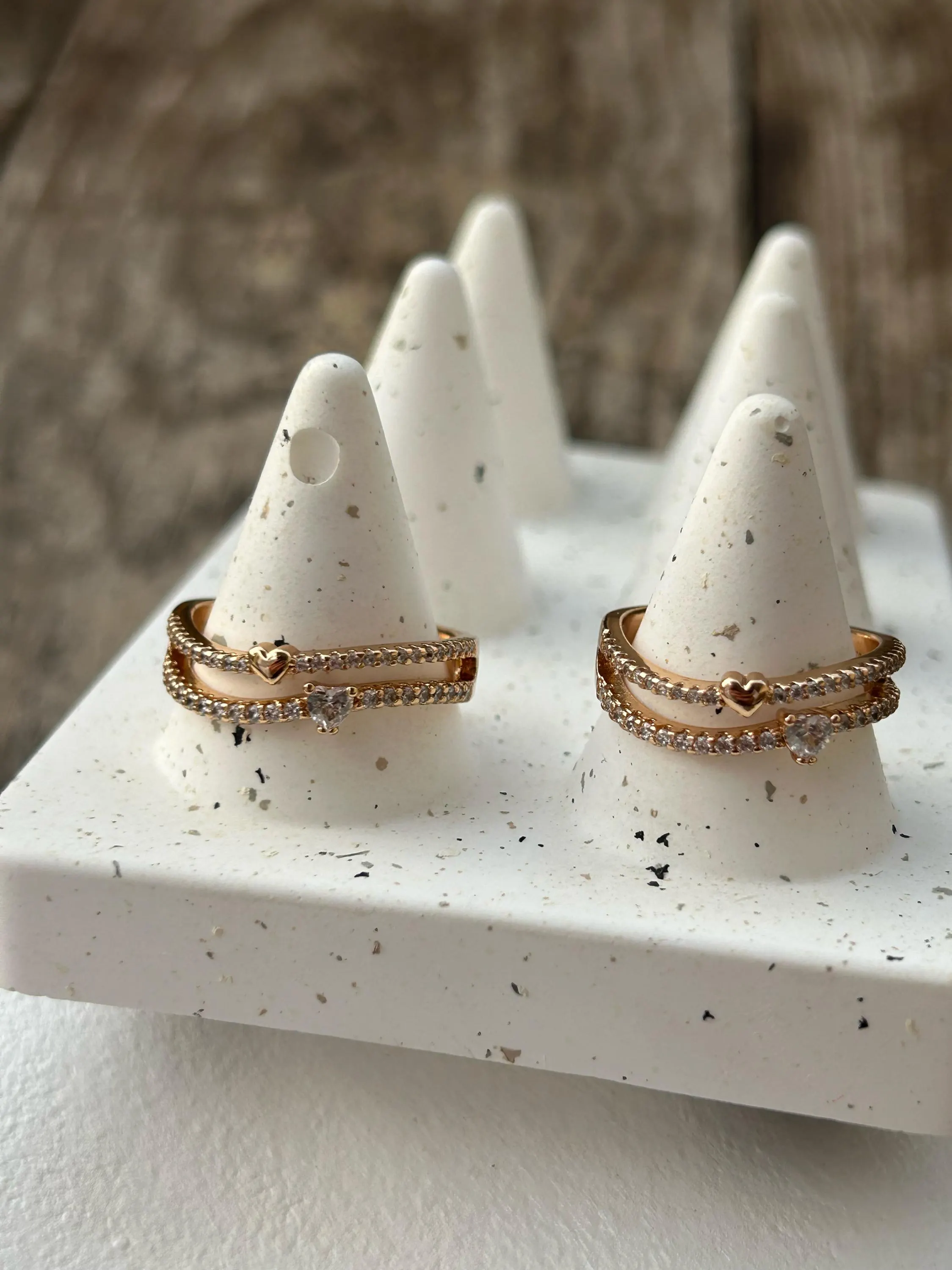 Minimalist Heart Ring, Tiny Pave Zircon Ring, Gold Duo Ring, Pave Gold Ring, Dainty Ring, Perfect For Everyday Ring, Gift For Her