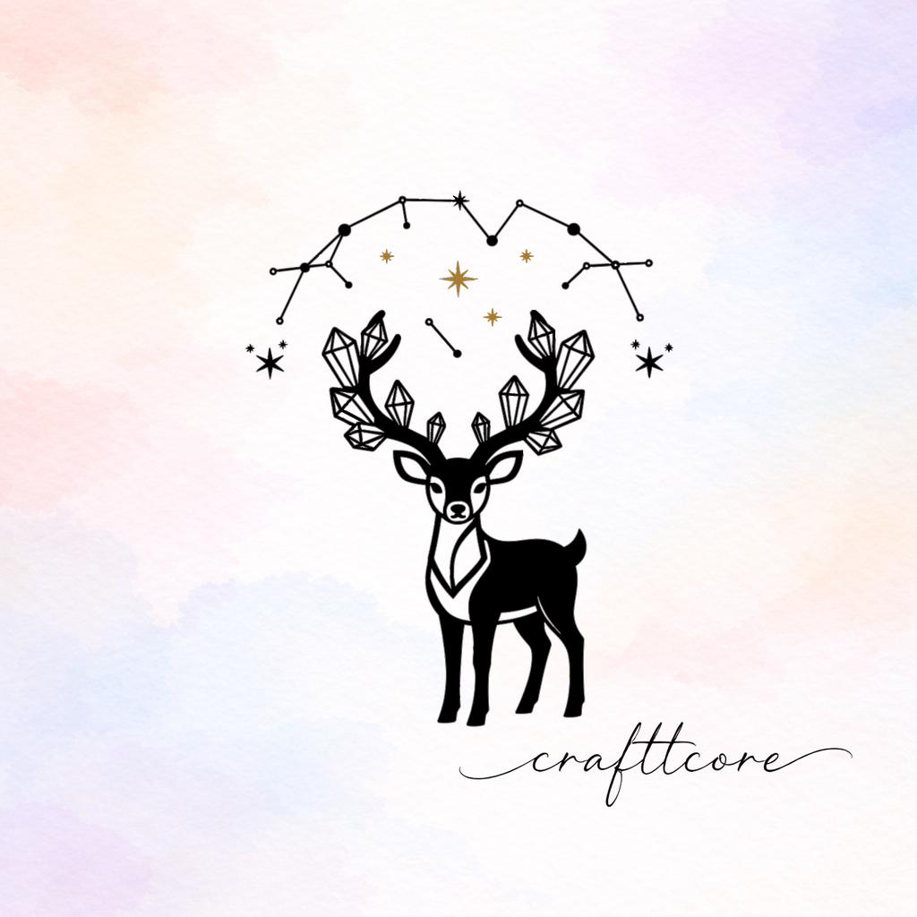 Cosmic Deer SVG | Mid-Century Celestial Antlers Illustration (Digital Download)