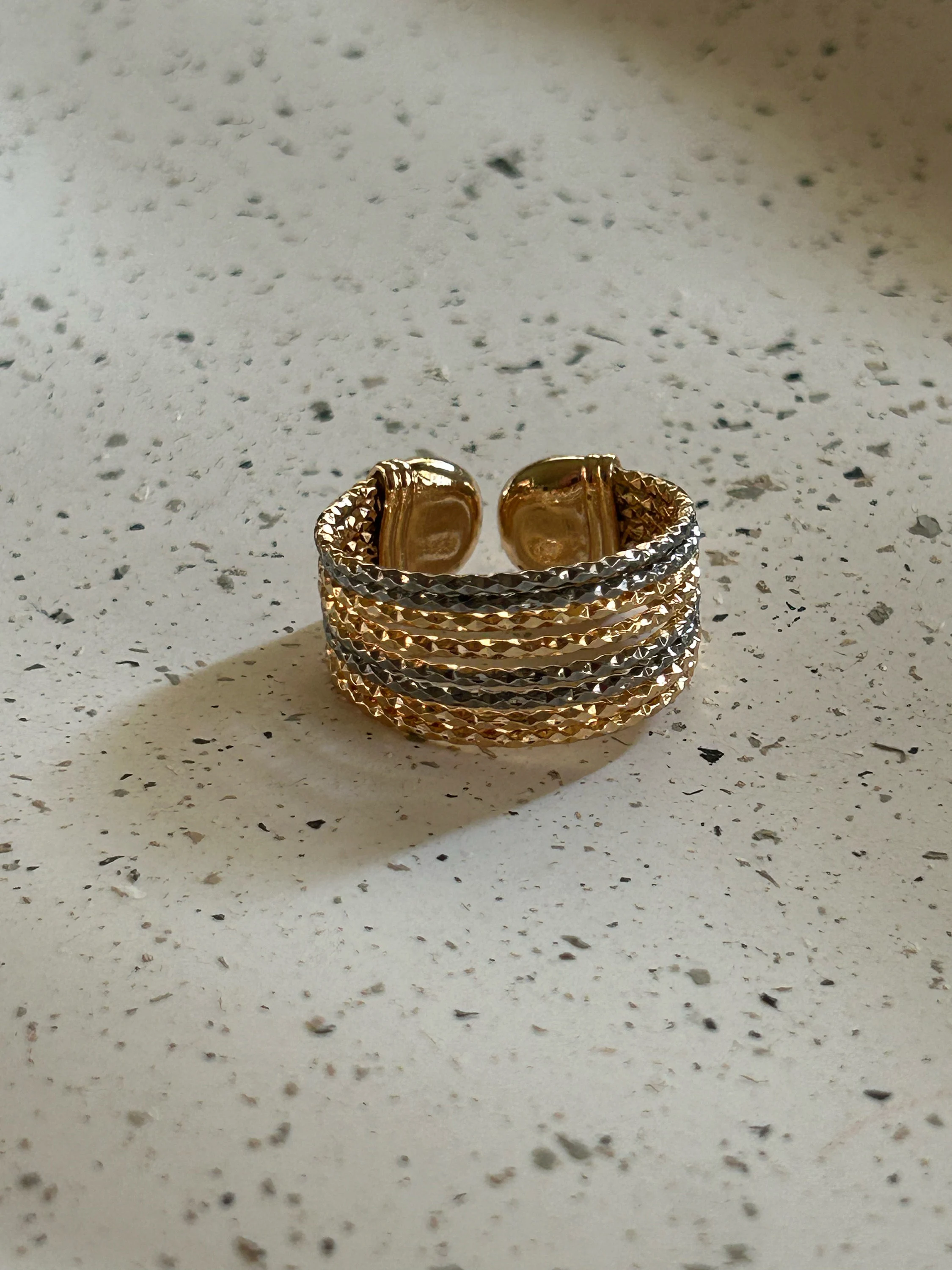 Mixed Metal Ring, Adjustable Ring, Two Tone Ring, Chunky Ring