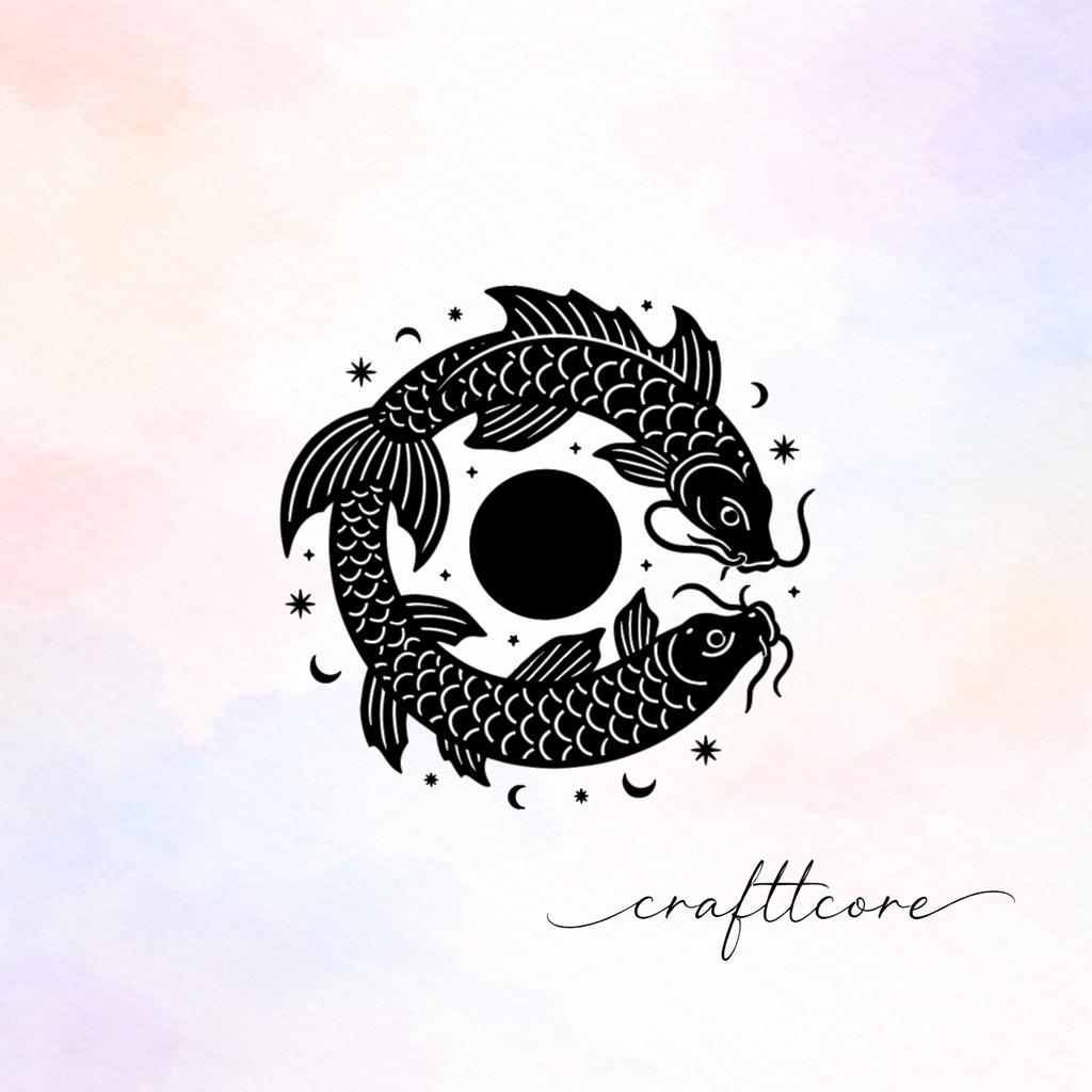Celestial Koi Dragon SVG | Mid Century Retro, Emerald Copper Art (Digital Download)