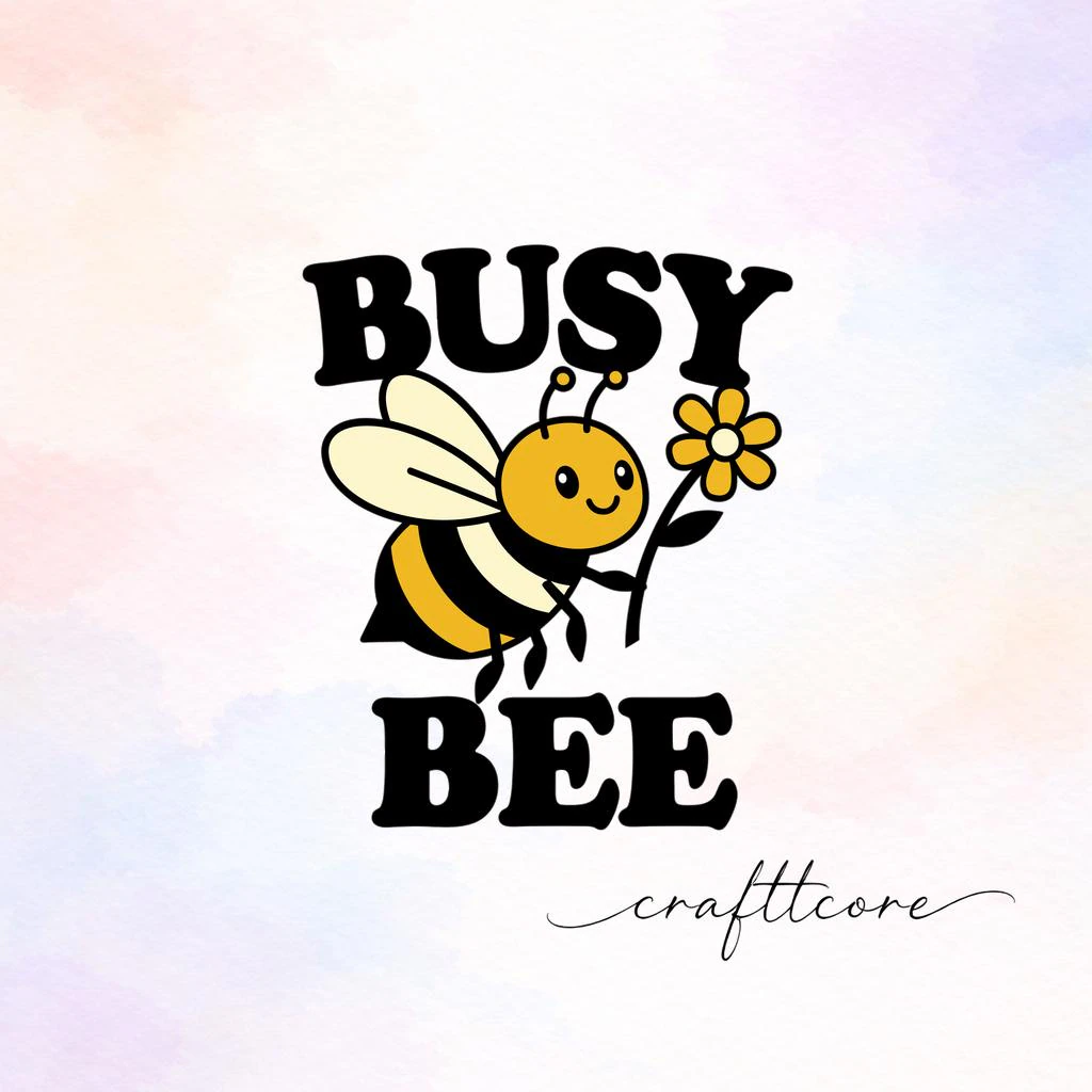 Busy Bee Retro Mascot SVG, Mid Century Modern Typography, Vintage Floral Clipart (Digital Download)