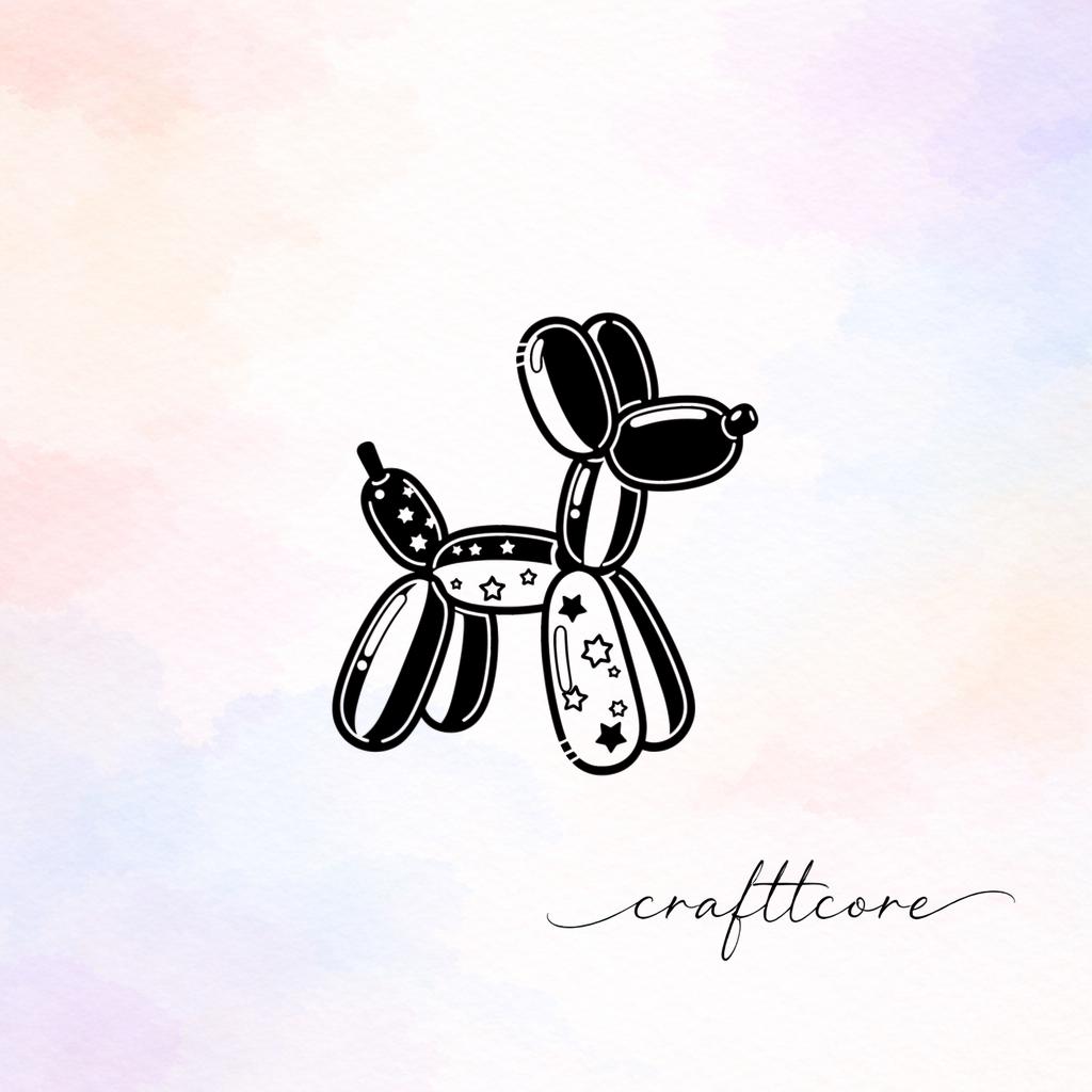 Patriotic Balloon Dog SVG, Stars Stripes Monoline Illustration (Digital Download)