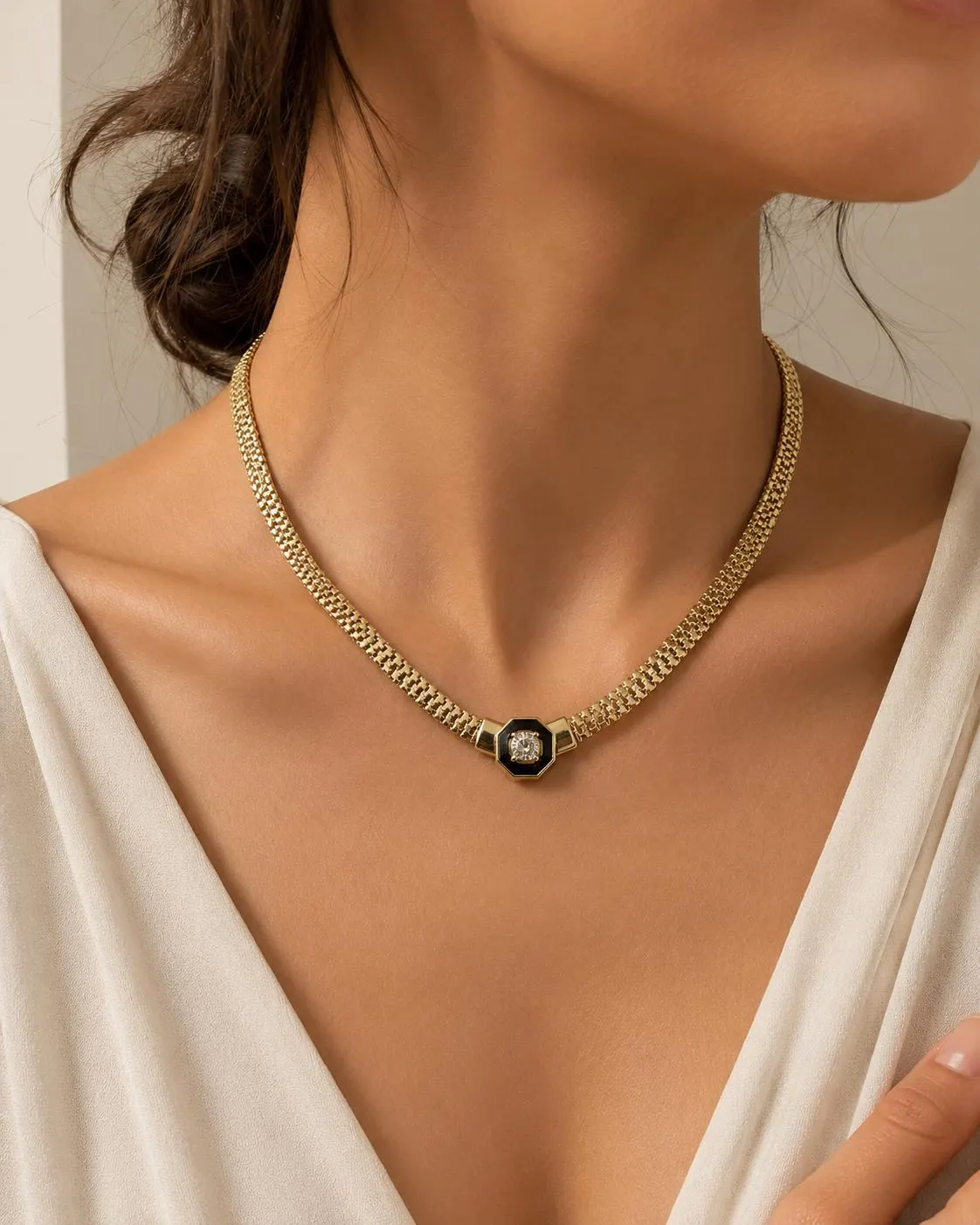 Vintage Gold Chain Necklace • Zircon Statement Necklace • Dainty Short Necklace • Luxury Chunky Necklace • Gift For Women