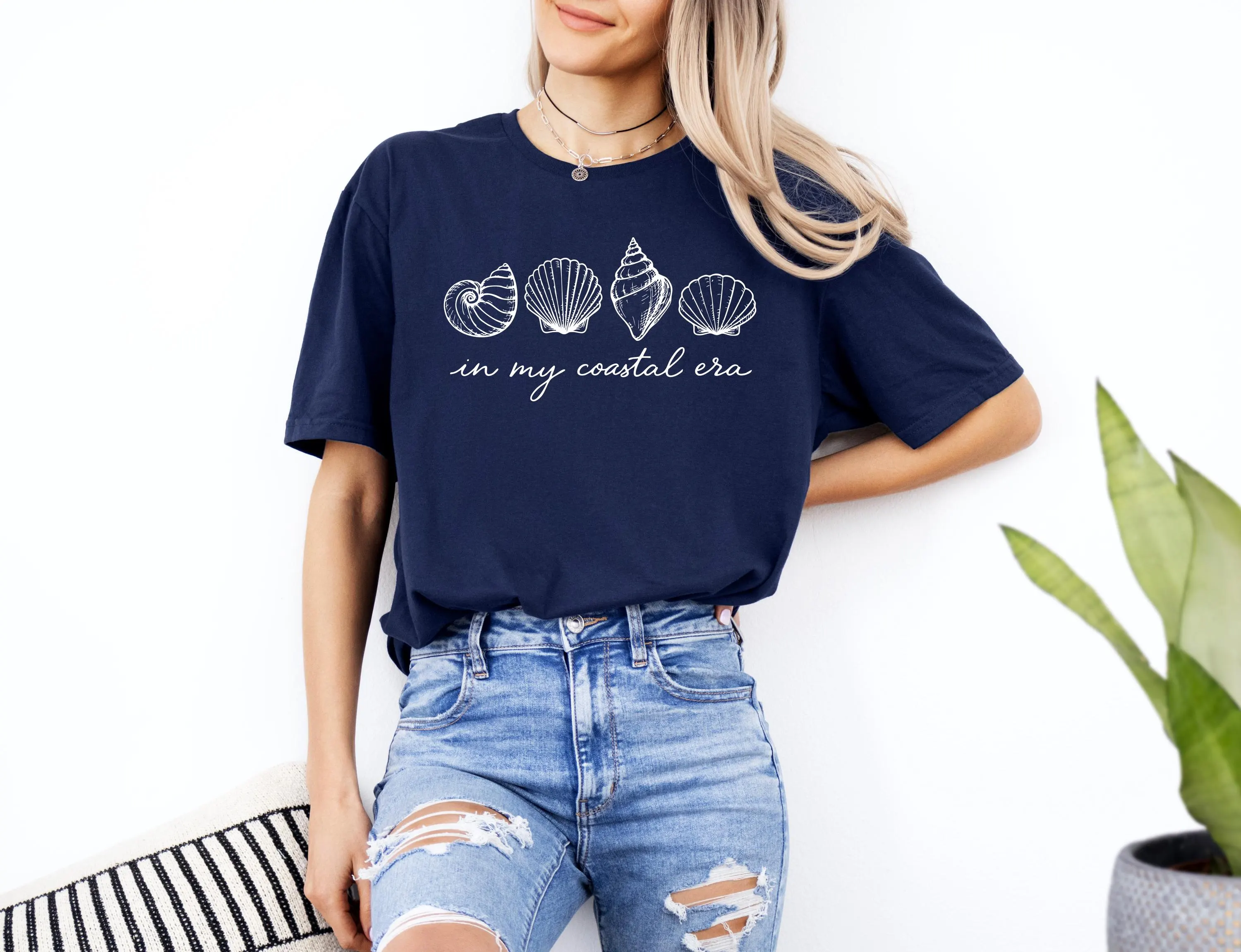 Coastal Era SVG, Seashell Line Art Shirt Design, Beach Vacation Cricut File, Minimalist Summer Aesthetic, Beachy DIY Apparel, Ocean Cut File