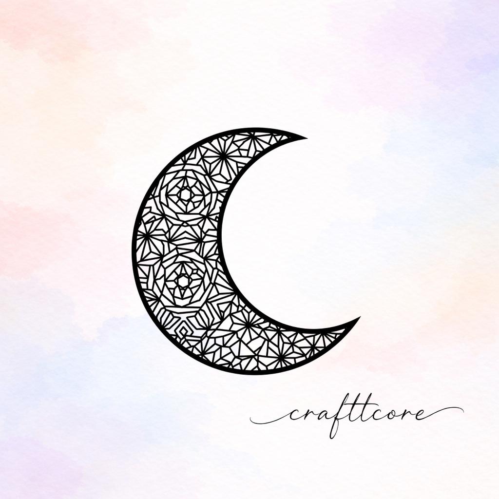 Geometric Floral Moon SVG | Boho Celestial Cut File, Mystical Flower Design (Digital Download)