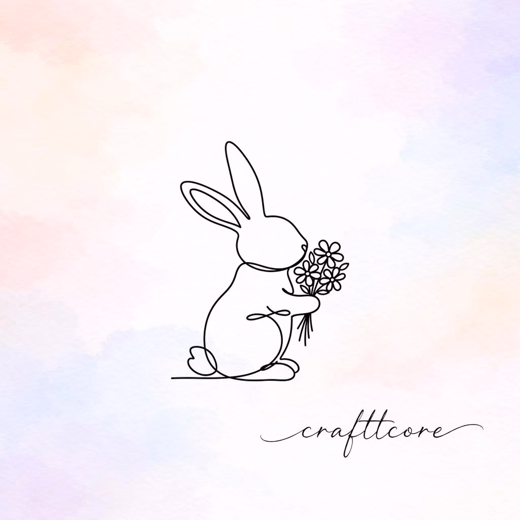 Easter Bunny SVG | Spring Shirt Design, Line Art Rabbit PNG (Digital Download)