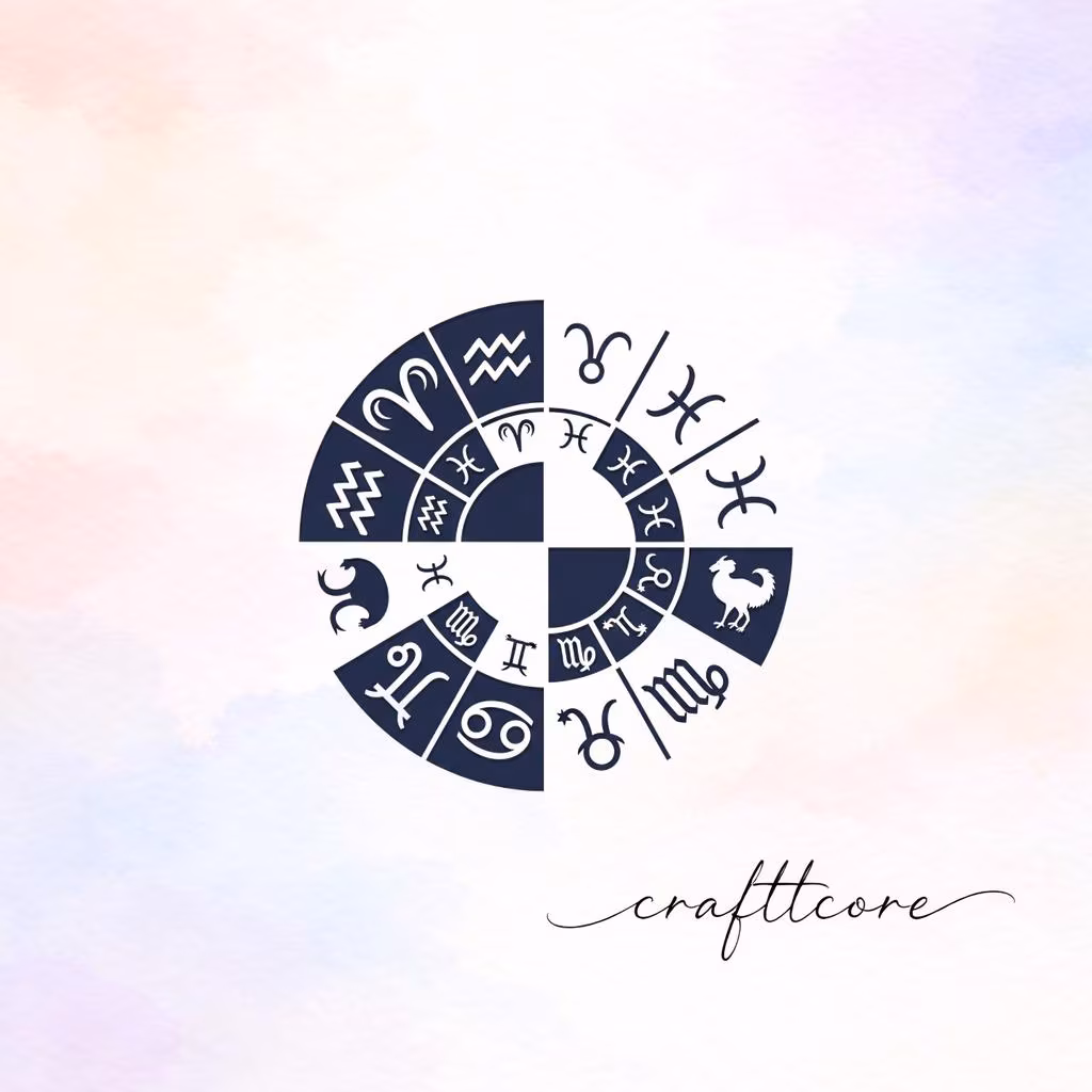 Geometric Zodiac Wheel SVG | Astrological Cut File, Negative Space Design (Digital Download)