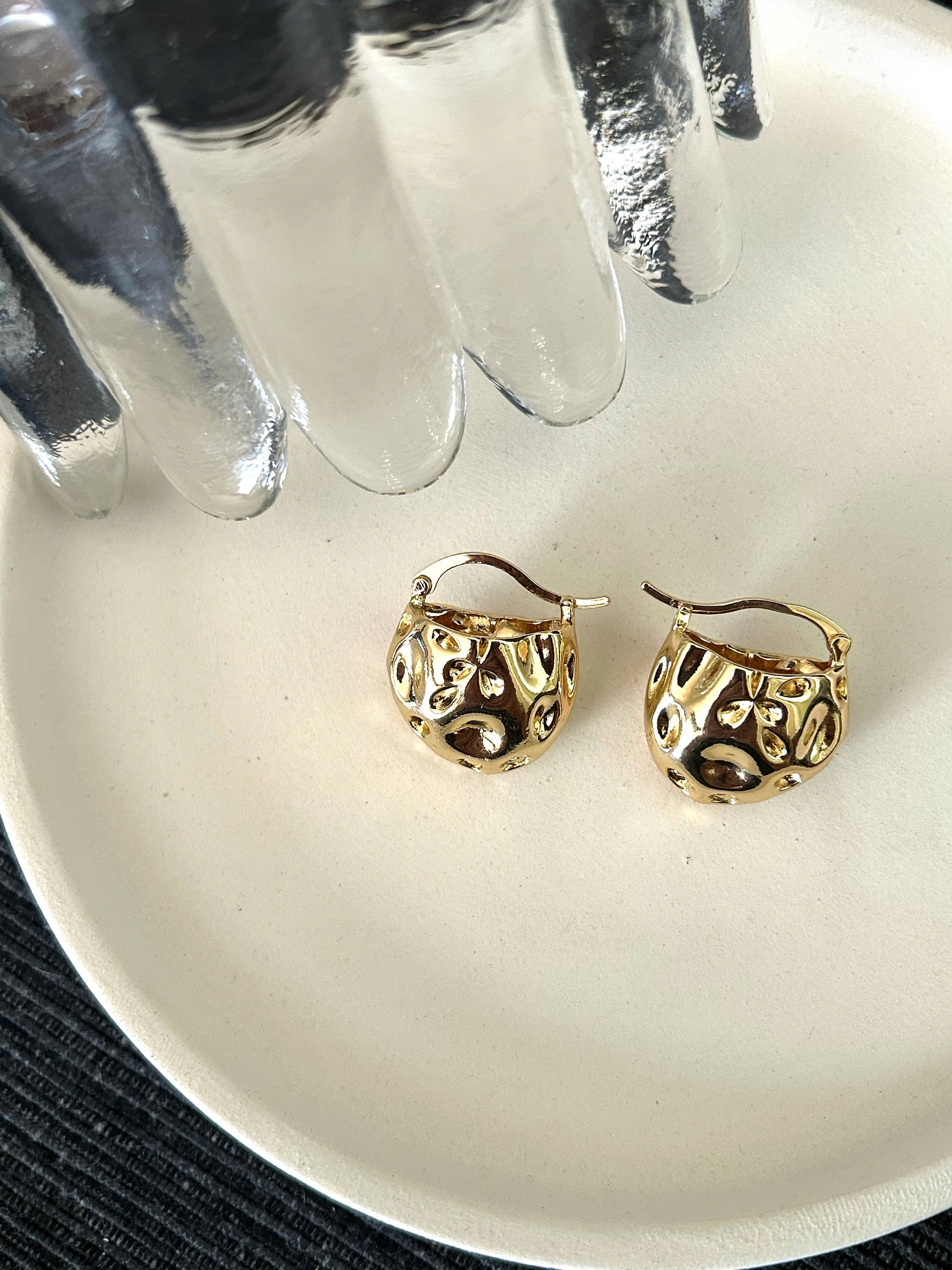Gold Huggie Hoop Earrings, Nickel-Free Steel, Everyday Wear