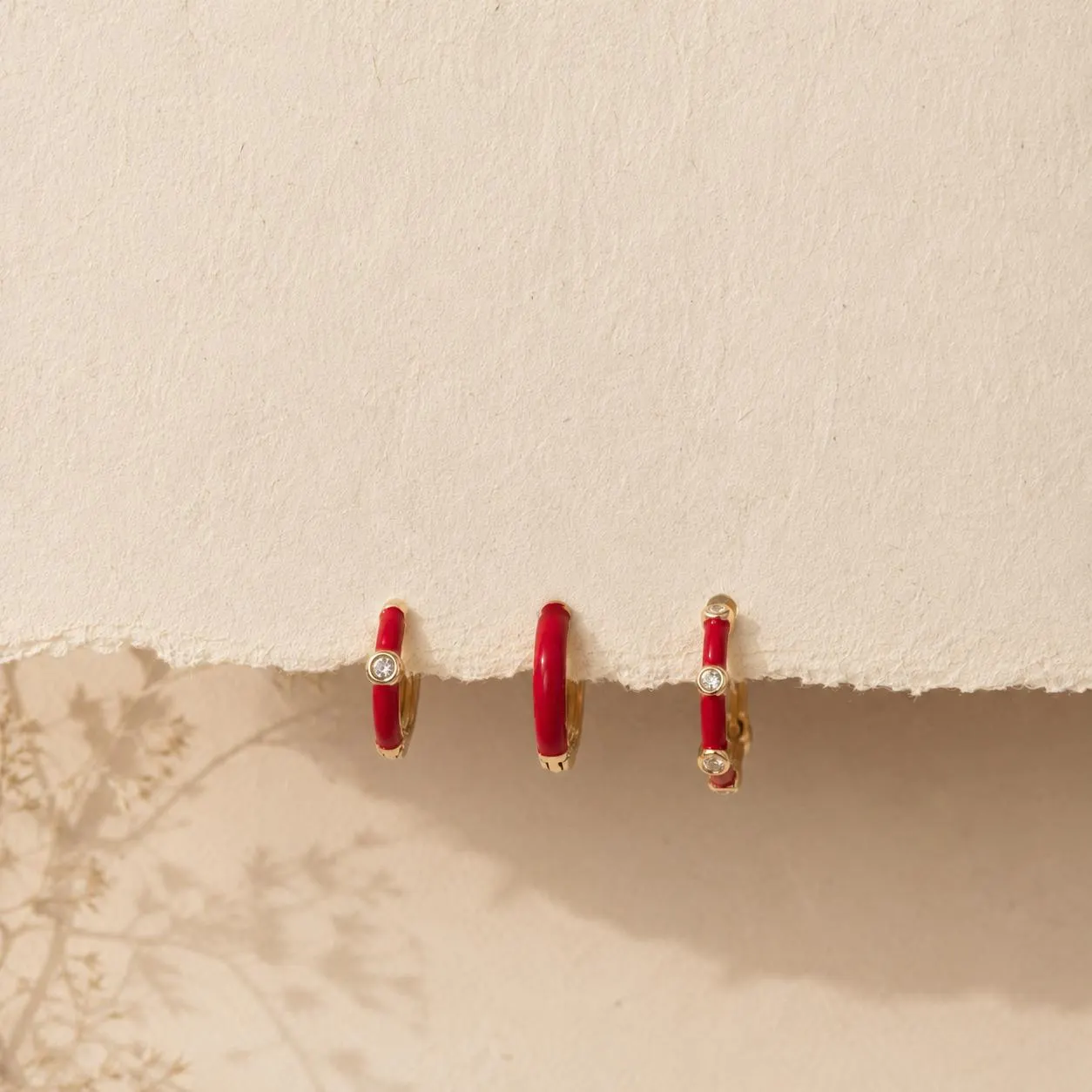 Stacking Earrings • Coral Red Earrings • Small Gold Hoop Earrings • Minimal Hoop Earrings • Hypoallergenic Earrings • Sleeper Earrings