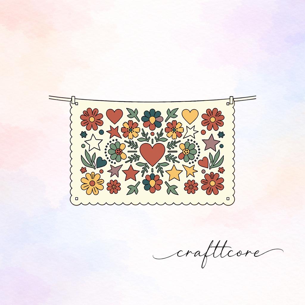 Papel Picado Banner SVG, Folk Art Floral Design, Mexican Cut Paper Style (Digital Download)