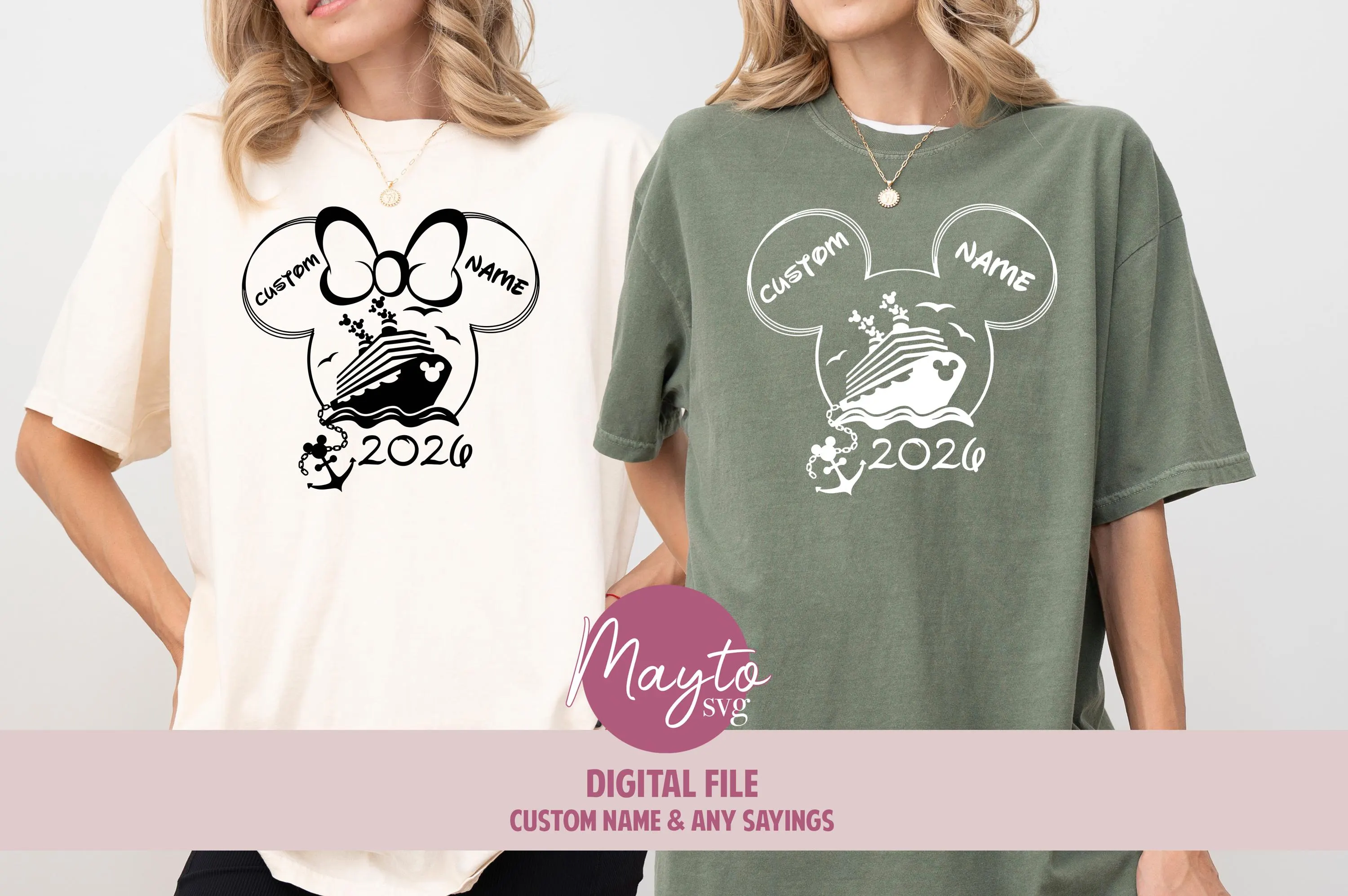 Custom Disney Cruise SVG, Personalized Family Trip 2026 Shirt Design, Custom Name Mouse Ears Cruise Cricut File PNG