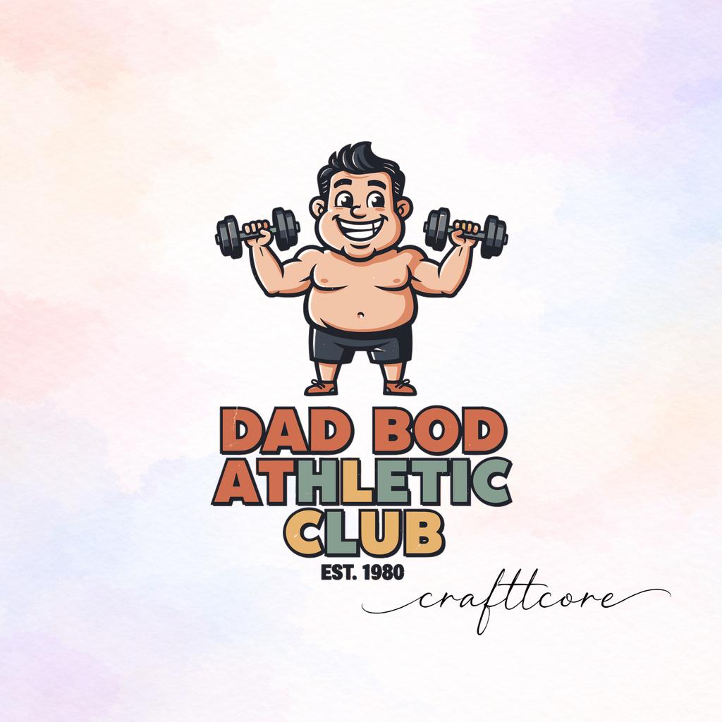 Retro Gym Mascot SVG, 1980s Dad Bod Fitness Clipart (Digital Download)