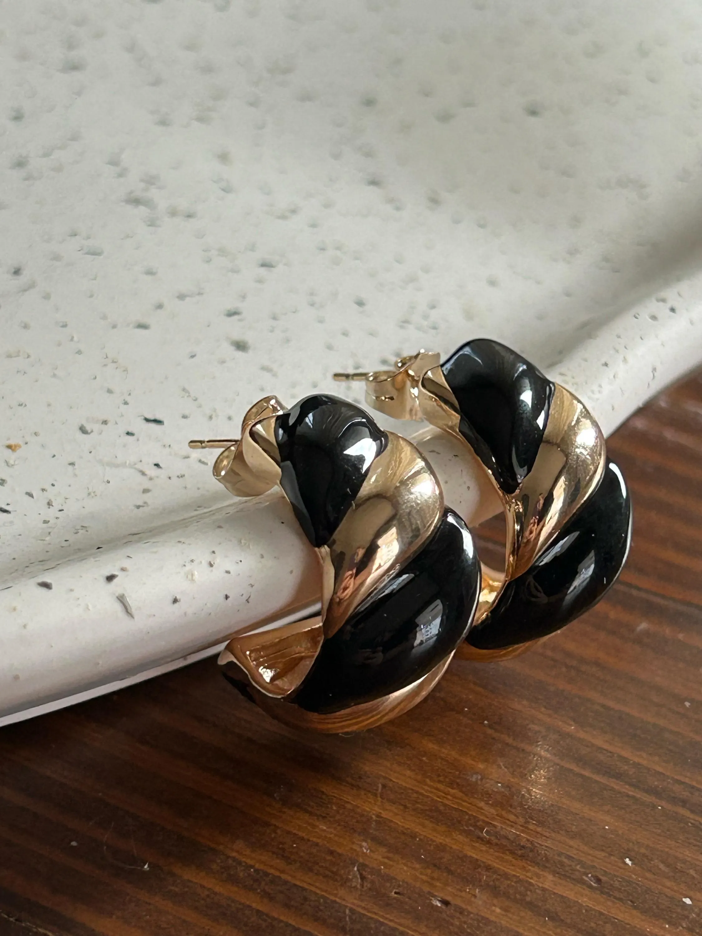 Twisted Hoops, Half Hoop, Vintage Earrings, Y2K Earrings, Croissant Earrings