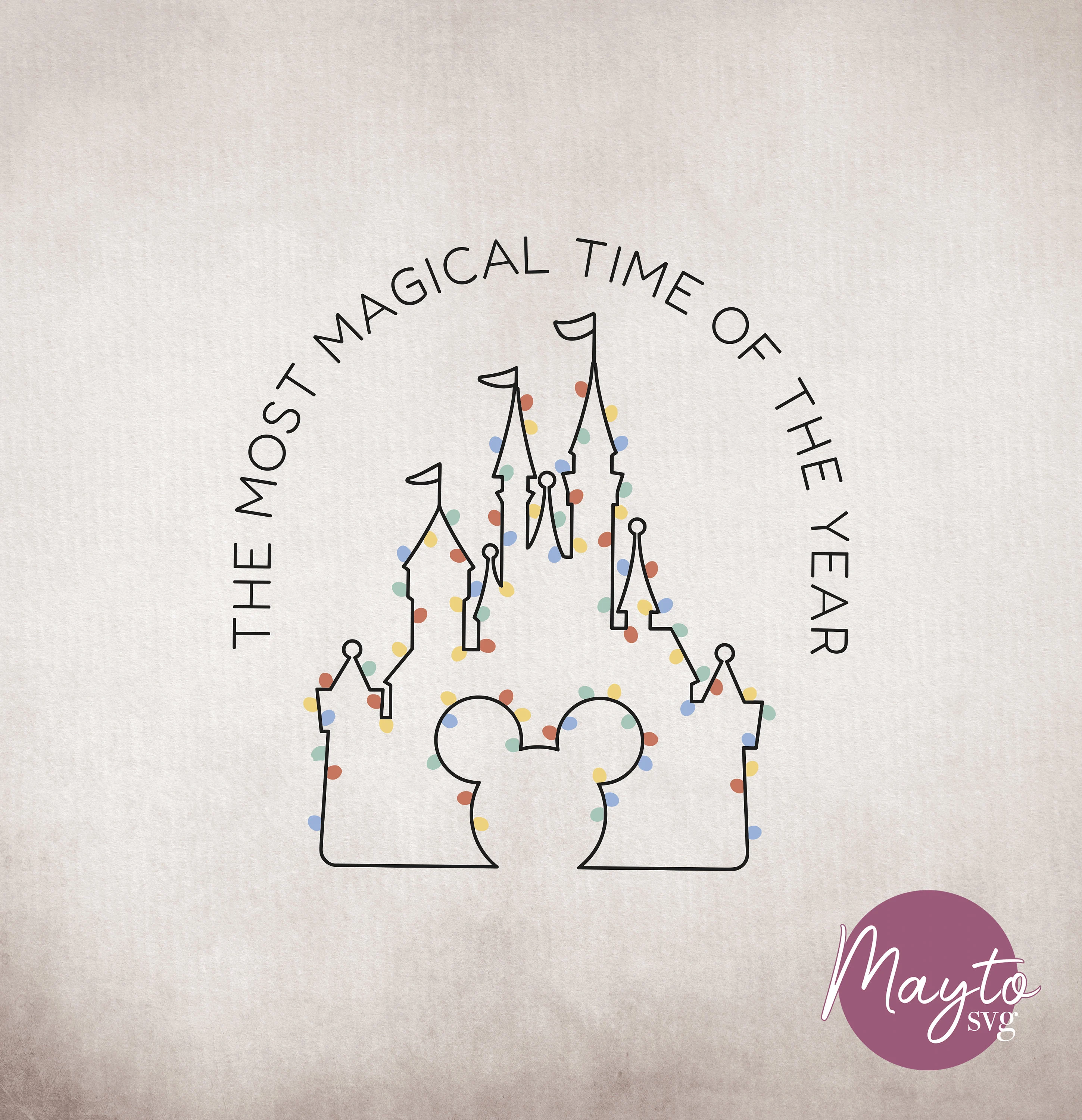 Magical Christmas Castle Lights SVG PNG EPS (Digital Download)